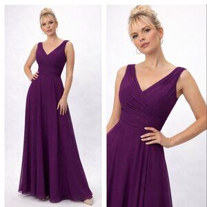 Morilee by Madeline Gardner Purple Chiffon Maxi Sleeveless Dress Sz 4